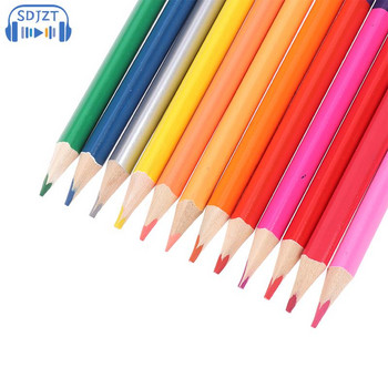 12ΤΜ 24Χρώματα Δικέφαλο Χρώμα Μολύβδινο Μολύβι Ξύλο Χρωματιστά Μολύβια για Σχέδιο Χαρτικά Αξεσουάρ Γραφείου Σχολικά Προμήθειες