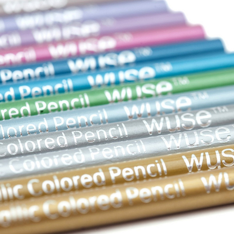 12 színű fémes színes ceruzák rajz vázlatkészlet festmény színező színes ceruzák szakmai művészeti kellékek művésznek