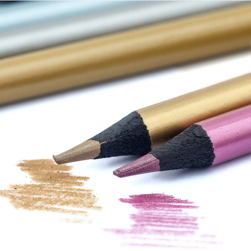 12 színű fémes színes ceruzák rajz vázlatkészlet festmény színező színes ceruzák szakmai művészeti kellékek művésznek