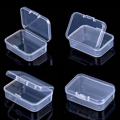 Plastikust hoiukarbid ristkülikukujuline mini läbipaistev ehteümbris konteiner pakkekarp sõrmuste jaoks kõrvarõngad helmed kirjatarvete kogumiseks