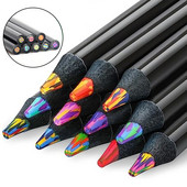 Kontsentriline gradient värviline pliiatsikomplekt Must puidust maalimiseks pliiatsid Kawaii kirjatarbed kunsti maalimiseks joonistustarbed