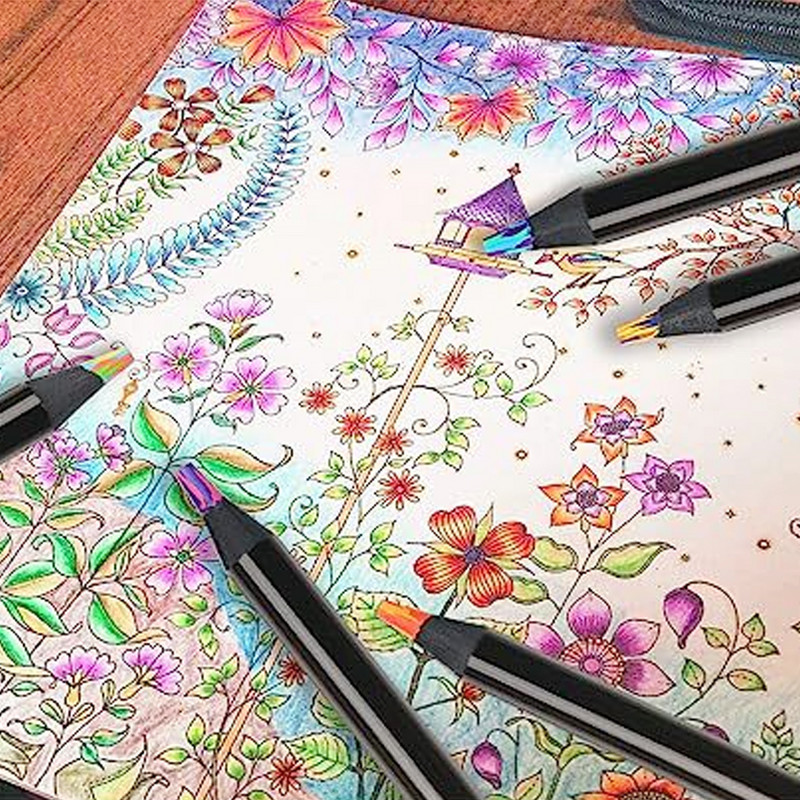 Ομόκεντρη κλίση πολύχρωμο σετ μολυβιών Μαύρα μολύβια ζωγραφικής ξύλου Crayon Kawaii Stationery Art Painting Painting Supplies