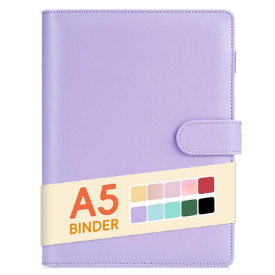 A5 Binder PU Δερμάτινο κάλυμμα 6-ring Notebook Binder for A5 Filler Paper, Refillable A5 Personal Planner Binder with Magnetic