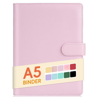 A5 Binder PU Δερμάτινο κάλυμμα 6-ring Notebook Binder for A5 Filler Paper, Refillable A5 Personal Planner Binder with Magnetic