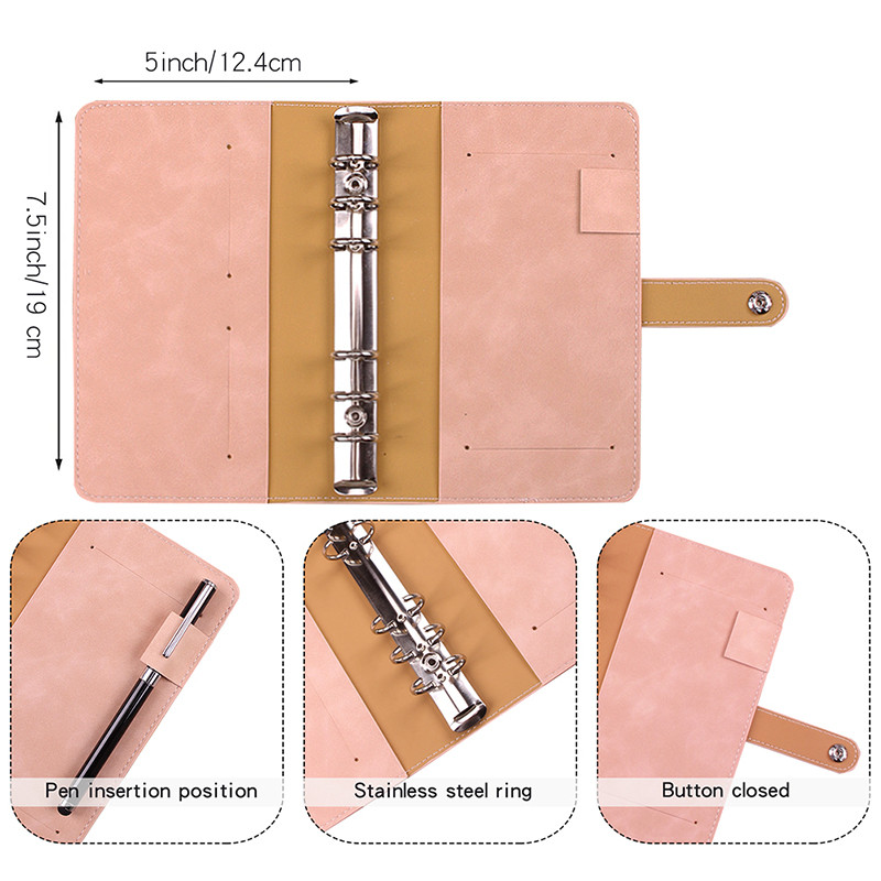12 vnt / rinkinio planuoklis Nešiojamojo kompiuterio segtuvas Biudžeto planuotojas Pinigų vokų segtuvas A6 kišeninis tvarkyklės knyga su PU odiniu viršeliu