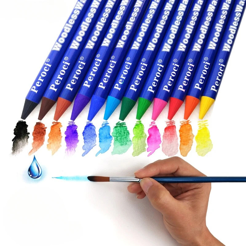 12 színű famentes színes ceruzakészlet Vízben oldódó akvarell Kiváló minőségű színes magfestés színes ólom művészeti írószer