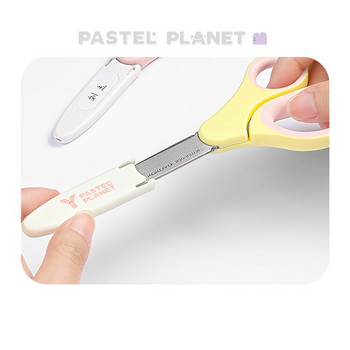 KOKUYO Pastel Planet Scissor Pink Blue Color Scale Steel Safe Kids Child Scissors Home DIY Art Office School F7273