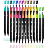 Bview Art 24colors Dual Tip Ακουαρέλα στυλό Παιδικά Ενήλικες Καλλιτέχνης Fine Point Coloring Markers