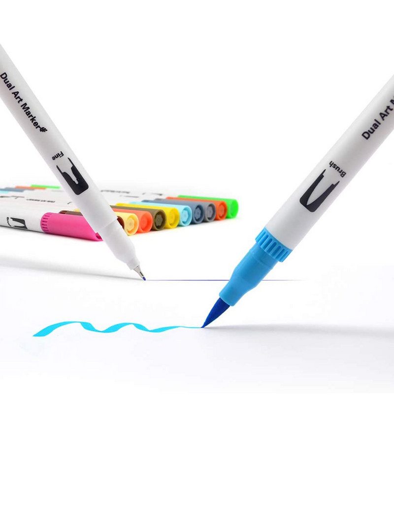 Bview Art 24colors Dual Tip Ακουαρέλα στυλό Παιδικά Ενήλικες Καλλιτέχνης Fine Point Coloring Markers