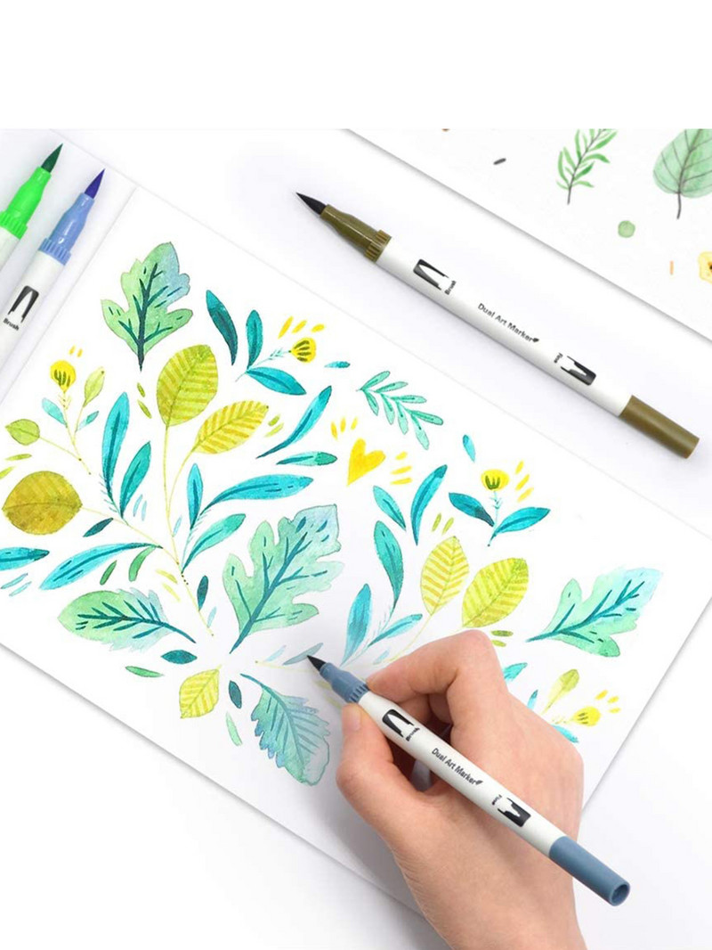 Bview Art 24colors Dual Tip Ακουαρέλα στυλό Παιδικά Ενήλικες Καλλιτέχνης Fine Point Coloring Markers