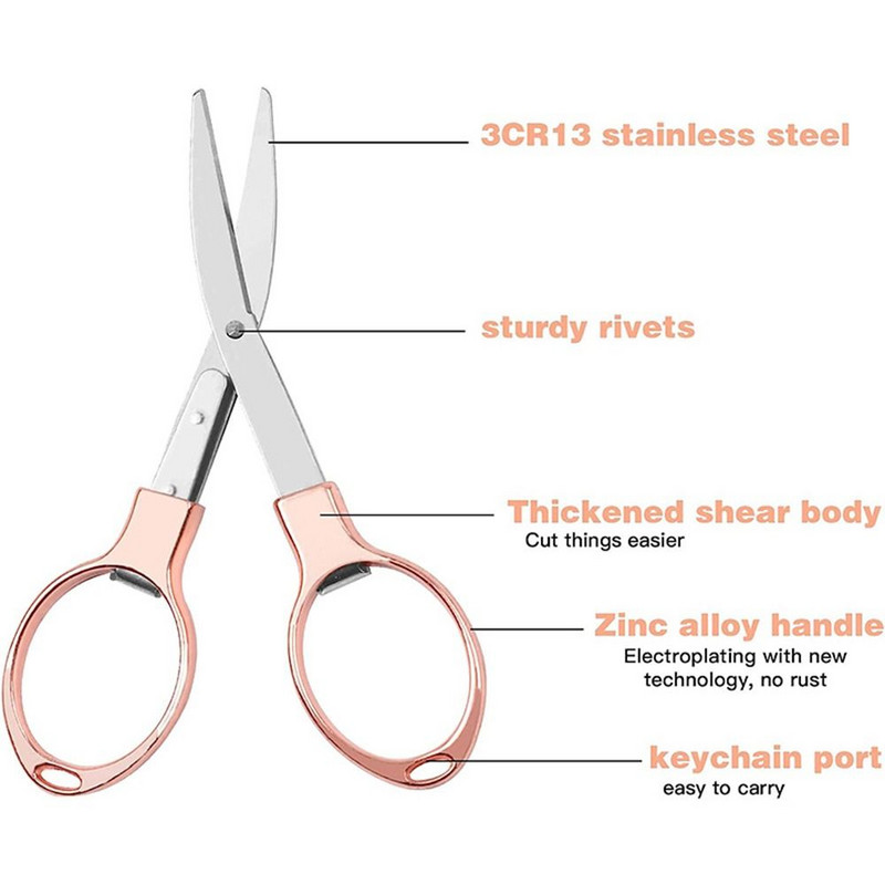 Pārnēsājamas saliekamās šķēres nerūsējošā tērauda makšķerēšanas auklas griezējs rokas instruments šūšanas šķēres rokdarbu šķēres kancelejas preces šķēres