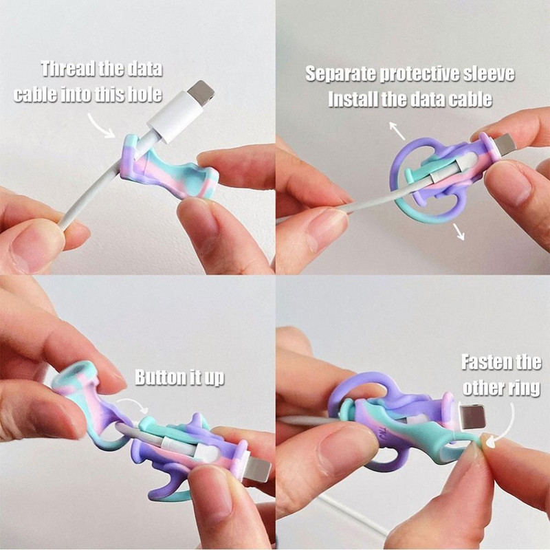 Προστατευτικό κάλυμμα καλωδίου 2 σε 1 Περιτύλιγμα αποθήκευσης γραμμής δεδομένων Πολύχρωμο προστατευτικό κάλυμμα καλωδίου καλωδίου ακουστικών Μαλακοί δεσμοί καλωδίων σιλικόνης