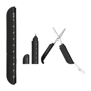 Креативна многофункционална химикалка със сгъваема ножица Нож Линийка Бонбонени цветни химикалки за писане Канцеларски материали за офис училище