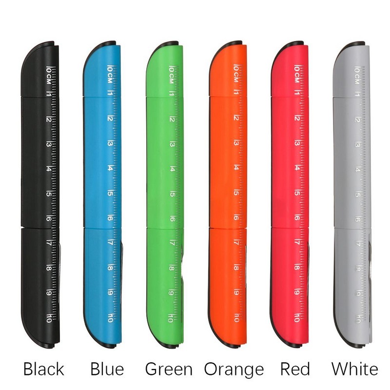 Kreatív többfunkciós golyóstoll összecsukható ollóval, kés vonalzóval Candy színes tollak irodai iskolai írószerekhez