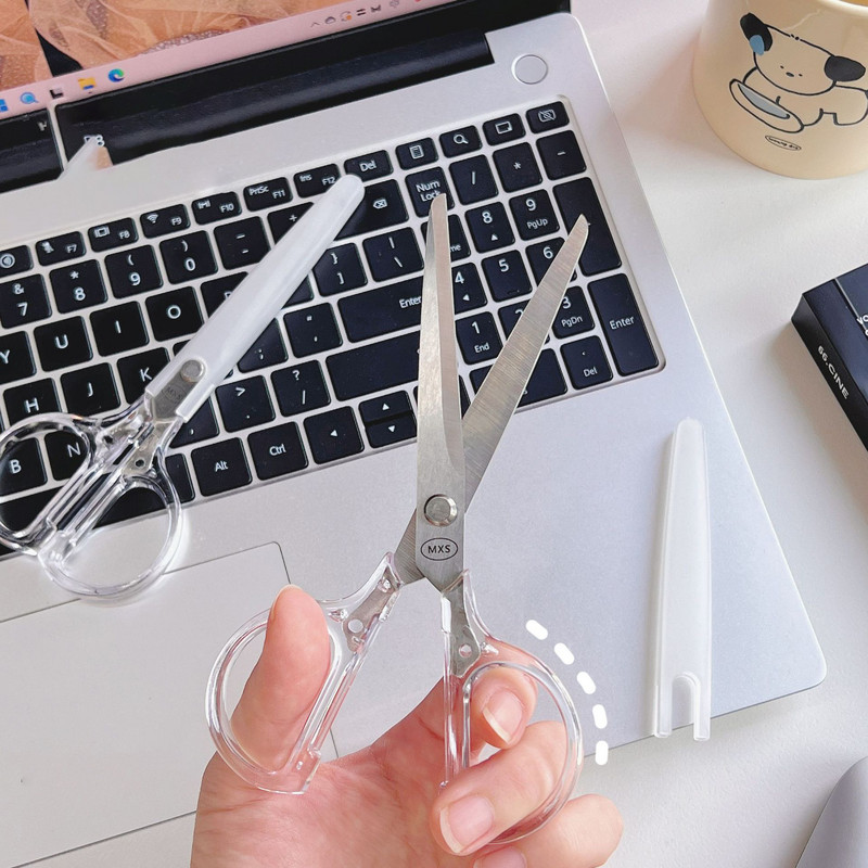 1db Egyszerűség átlátszó fogantyú Írószer olló lakberendezési puha dekor naplóvágó szerszámok irodai tanszerek