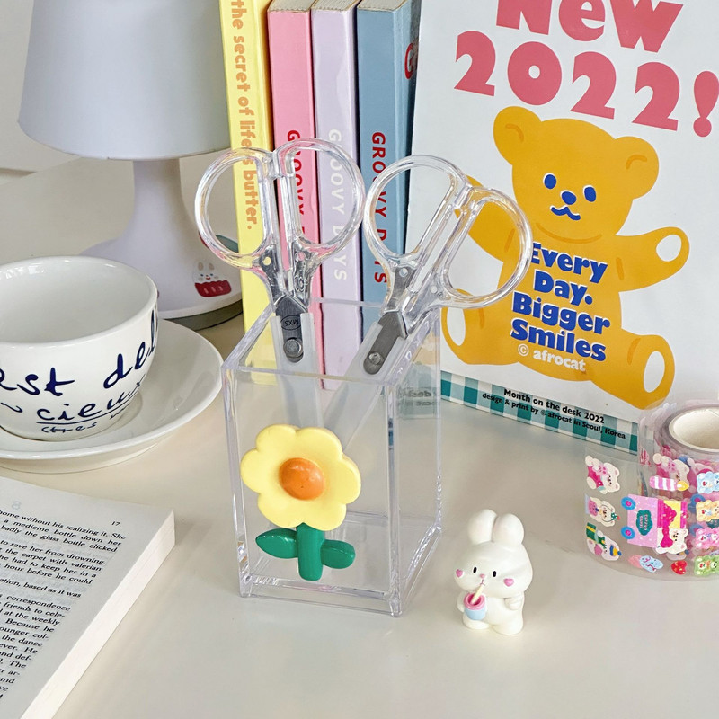 1db Egyszerűség átlátszó fogantyú Írószer olló lakberendezési puha dekor naplóvágó szerszámok irodai tanszerek