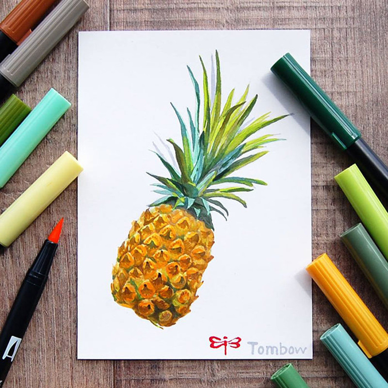 1db TOMBOW AB-T Japan 96 szín dupla fejű ecset toll jelölő szakma vízjelölő tollfestési kellékek