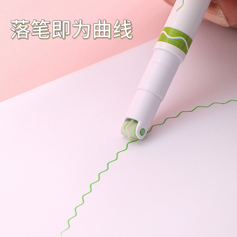 6 τμχ Μαρκαδόρο Curve Wave Line Art Marker Set Color Love Star Cloud Point Stamp Liner Highlighter Pen for Drawing Diary School