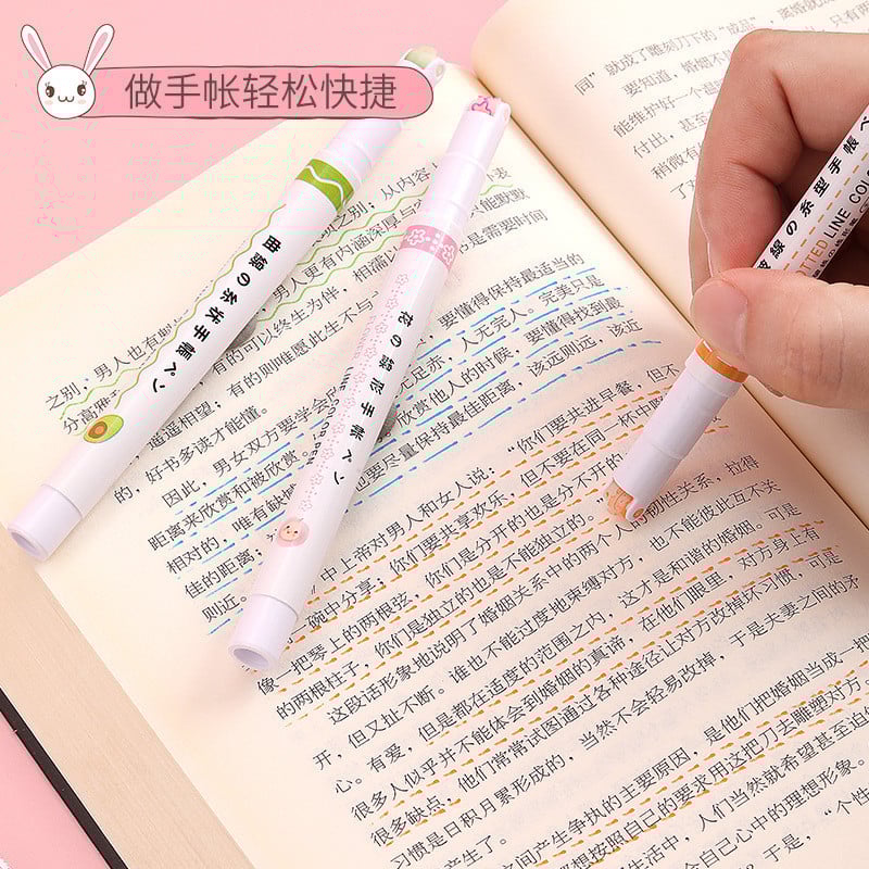 6 τμχ Μαρκαδόρο Curve Wave Line Art Marker Set Color Love Star Cloud Point Stamp Liner Highlighter Pen for Drawing Diary School