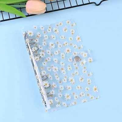 A6 segtuvų skaidraus blizgučio pakartotinai užpildomas 6 žiedų nešiojamojo kompiuterio dangtelis su užsegamu mygtuku, laisvų lapų aplanko nešiojamojo kompiuterio asmeninis planuotojas