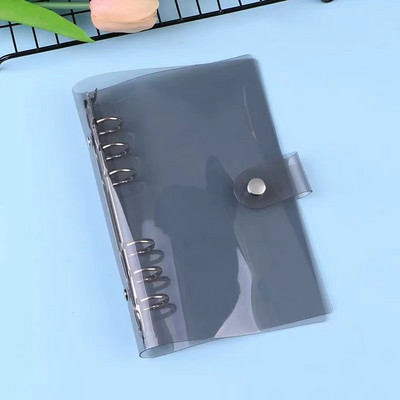 A6 segtuvų skaidraus blizgučio pakartotinai užpildomas 6 žiedų nešiojamojo kompiuterio dangtelis su užsegamu mygtuku, laisvų lapų aplanko nešiojamojo kompiuterio asmeninis planuotojas