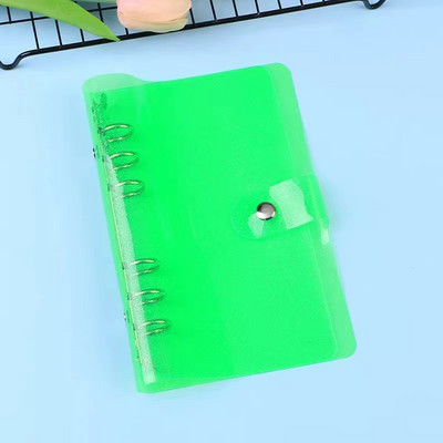 A6 segtuvų skaidraus blizgučio pakartotinai užpildomas 6 žiedų nešiojamojo kompiuterio dangtelis su užsegamu mygtuku, laisvų lapų aplanko nešiojamojo kompiuterio asmeninis planuotojas