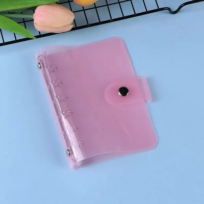 A6 segtuvų skaidraus blizgučio pakartotinai užpildomas 6 žiedų nešiojamojo kompiuterio dangtelis su užsegamu mygtuku, laisvų lapų aplanko nešiojamojo kompiuterio asmeninis planuotojas