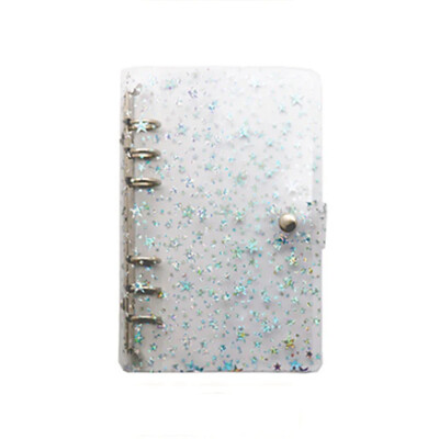 A6 skaidrus užrašų knygelės dangtelis Blizgučiai blizgučiai 6 žiedai palaidų lapų segtuvas Užrašų bloknotas Kawaii dienoraščio žurnalo planuotojas Biuro reikmenys