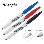 Új, 3 színű Sharpie visszahúzható nyomótoll 0,5 mm-es Egy 1-2 mm-es Art pormentes kellékek Doodling manga rajz írószer