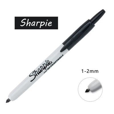 Új, 3 színű Sharpie visszahúzható nyomótoll 0,5 mm-es Egy 1-2 mm-es Art pormentes kellékek Doodling manga rajz írószer