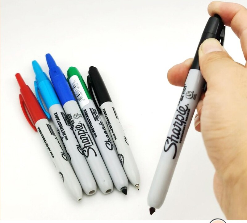 Új, 3 színű Sharpie visszahúzható nyomótoll 0,5 mm-es Egy 1-2 mm-es Art pormentes kellékek Doodling manga rajz írószer