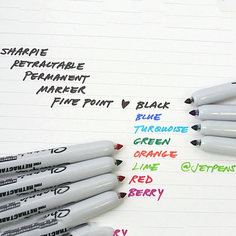 Új, 3 színű Sharpie visszahúzható nyomótoll 0,5 mm-es Egy 1-2 mm-es Art pormentes kellékek Doodling manga rajz írószer