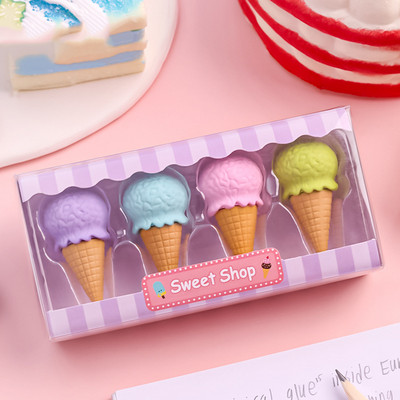 4 db/doboz Kawaii Lollipop Sweety Ice Cream Diákírószerek Iskolai Irodaszerek Gyermek radír gyerekeknek Ceruza radír