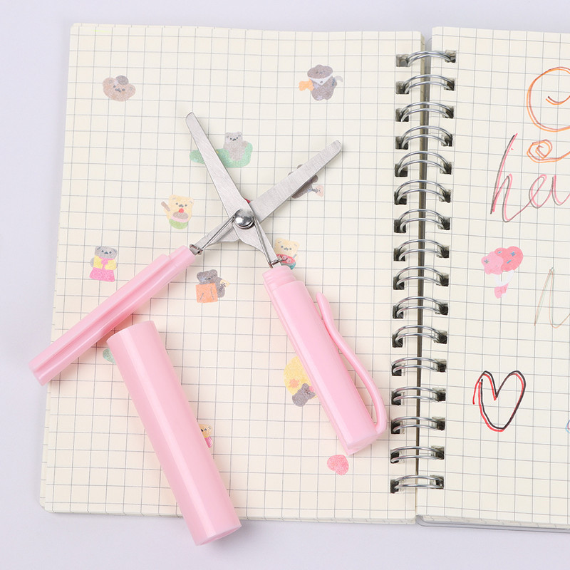 1 gab. Radošās pildspalvas formas šķēres Kawaii daudzfunkcionālās saliekamās šķēres, DIY, pārnēsājamas papīra griešanas mākslas rīks Skolas biroja piederumi