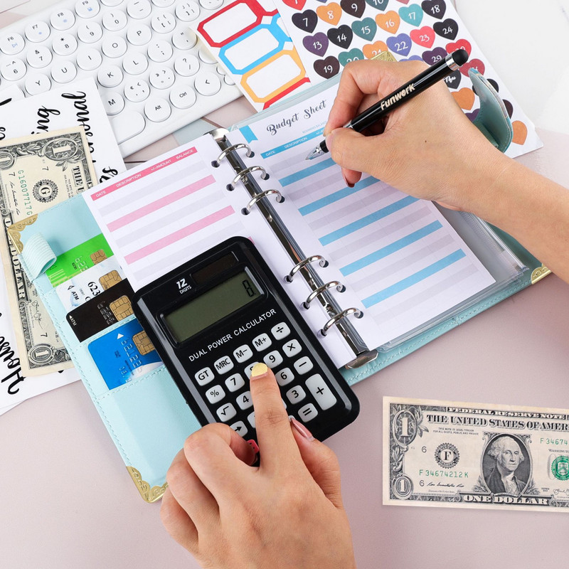 A6 PU odinis nešiojamojo kompiuterio segtuvas, pakartotinai užpildomas 6 žiedų biudžeto segtuvo dangtelis, skirtas A6 užpildo popieriui, laisvų lapų asmeninis planeris su užsegimu