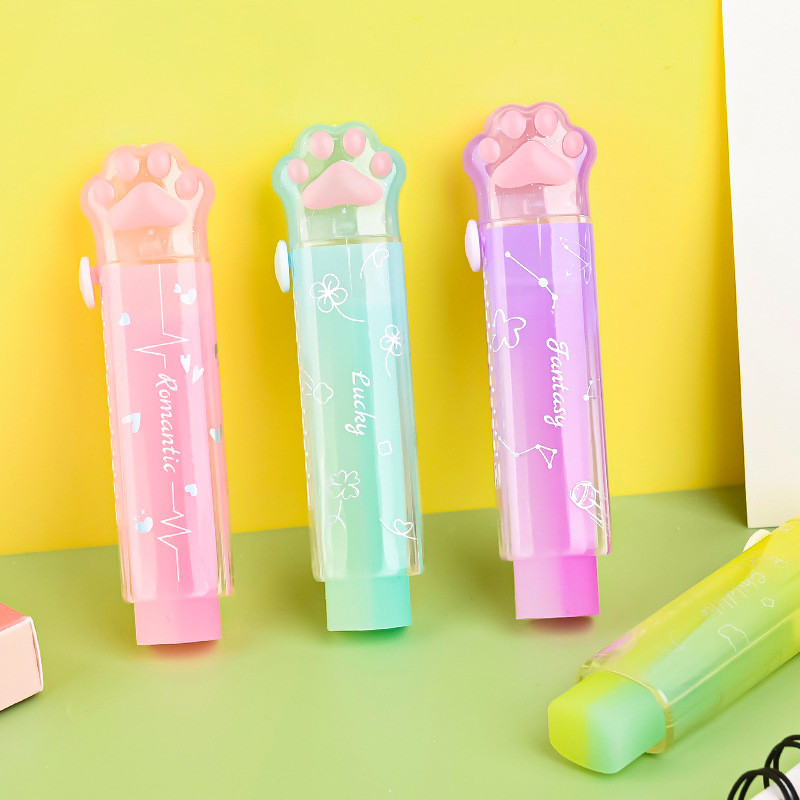 Kawaii Push-pull Design Cat Paw Portable Rubber Eraser Χαριτωμένο εργαλείο διόρθωσης μαθητή Παιδικά σχολικά είδη γραφείου Χαρτικά δώρου