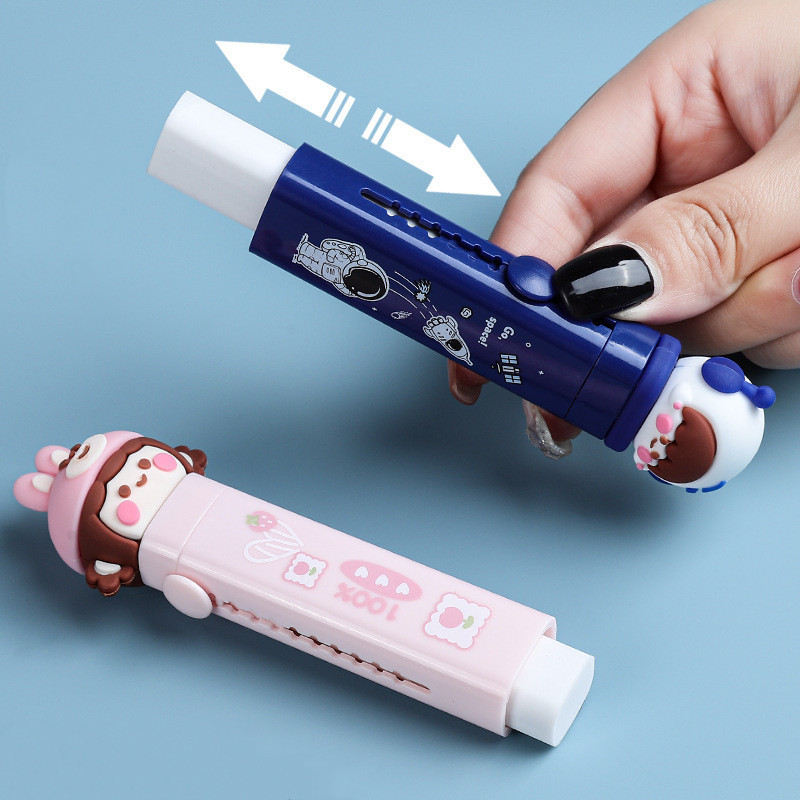 Η δημιουργική χαριτωμένη γόμα κινουμένων σχεδίων push-pull μπορεί να αντικαταστήσει την πυρήνα τηλεσκοπική γόμα μολυβιών για παιδιά σχολικά είδη δώρα