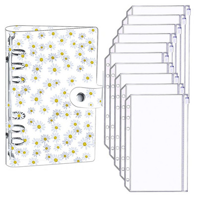 NAUJA A6 skaidraus minkšto PVC nešiojamojo kompiuterio segtuvo dangtelio planuoklė 6 žiedų laisvų lapų aplanko grynųjų pinigų biudžetinių vokų sistema su 10 vnt.