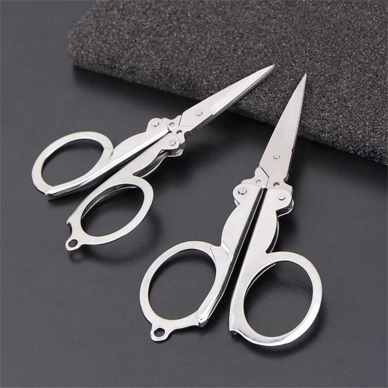 Νέο Mini Foldable Scissors Compact από ανοξείδωτο ατσάλι Scissors Φορητό ψαλίδι τσέπης Handcraft Fishing Travel Supplies Office