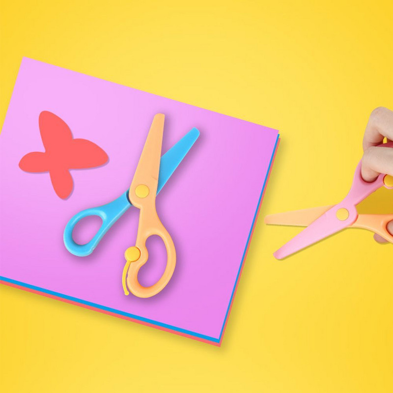 Bērniem drošas plastmasas šķēres bērnudārza roku māksla DIY amatniecība origami papīra griešanas šķēres biroja skolas kancelejas preces