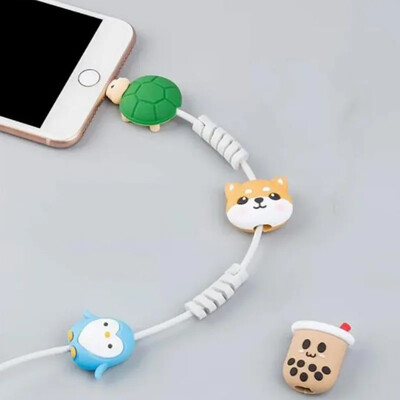 Cute Silicone Cartoon Cable Protector Charger Protector USB Cable Organizer Θήκη κουρτίνας ακουστικών Clip Girl Αξεσουάρ γραφείου