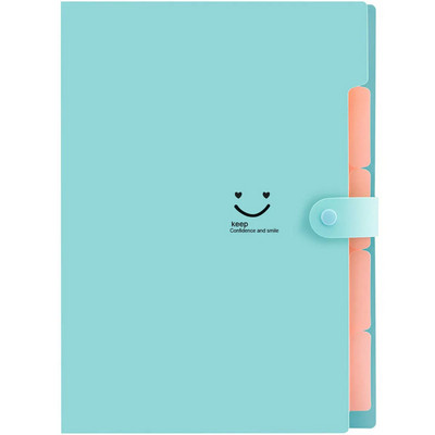 A4 Многослойна папка Dutton File Bag File Bag Candy Color Five Grid Organ Bag Голям капацитет Корейски прости канцеларски материали