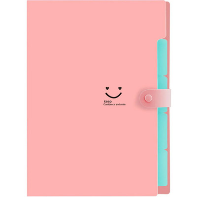 A4 Многослойна папка Dutton File Bag File Bag Candy Color Five Grid Organ Bag Голям капацитет Корейски прости канцеларски материали