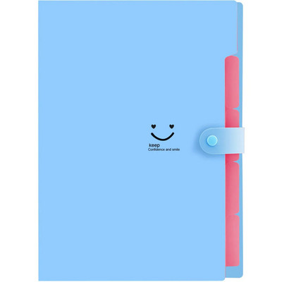 A4 Многослойна папка Dutton File Bag File Bag Candy Color Five Grid Organ Bag Голям капацитет Корейски прости канцеларски материали