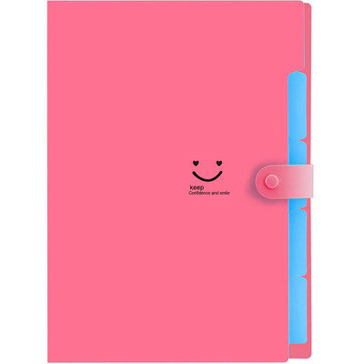 A4 Многослойна папка Dutton File Bag File Bag Candy Color Five Grid Organ Bag Голям капацитет Корейски прости канцеларски материали