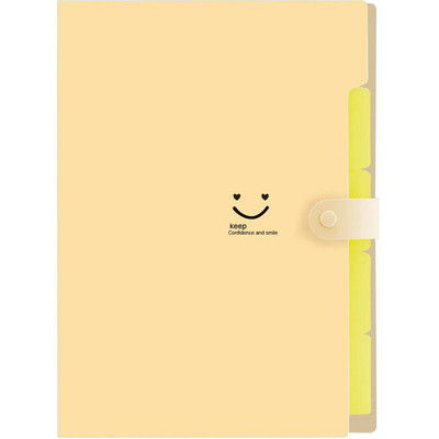 A4 Многослойна папка Dutton File Bag File Bag Candy Color Five Grid Organ Bag Голям капацитет Корейски прости канцеларски материали