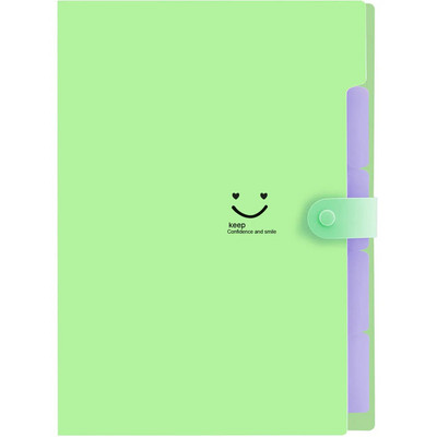 A4 Многослойна папка Dutton File Bag File Bag Candy Color Five Grid Organ Bag Голям капацитет Корейски прости канцеларски материали