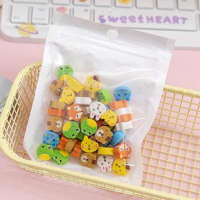 50 бр./чанта Kawaii Eraser Creative Cartoon Mini Pencil Eraser Животни Плодове Коледа Eraser Детски училищни канцеларски материали