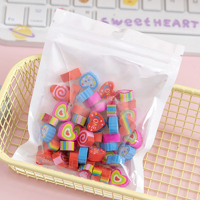 50 бр./чанта Kawaii Eraser Creative Cartoon Mini Pencil Eraser Животни Плодове Коледа Eraser Детски училищни канцеларски материали