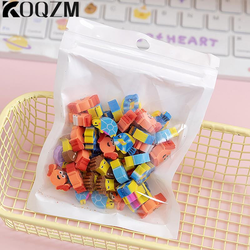 50 бр./чанта Kawaii Eraser Creative Cartoon Mini Pencil Eraser Животни Плодове Коледа Eraser Детски училищни канцеларски материали